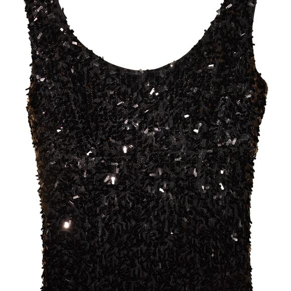 SUZI CHIN MAGGY BOUTIQUE $119 Black Sequin Scoop Neck Mini Tank‎ Dress Size 6 - Picture 3 of 5